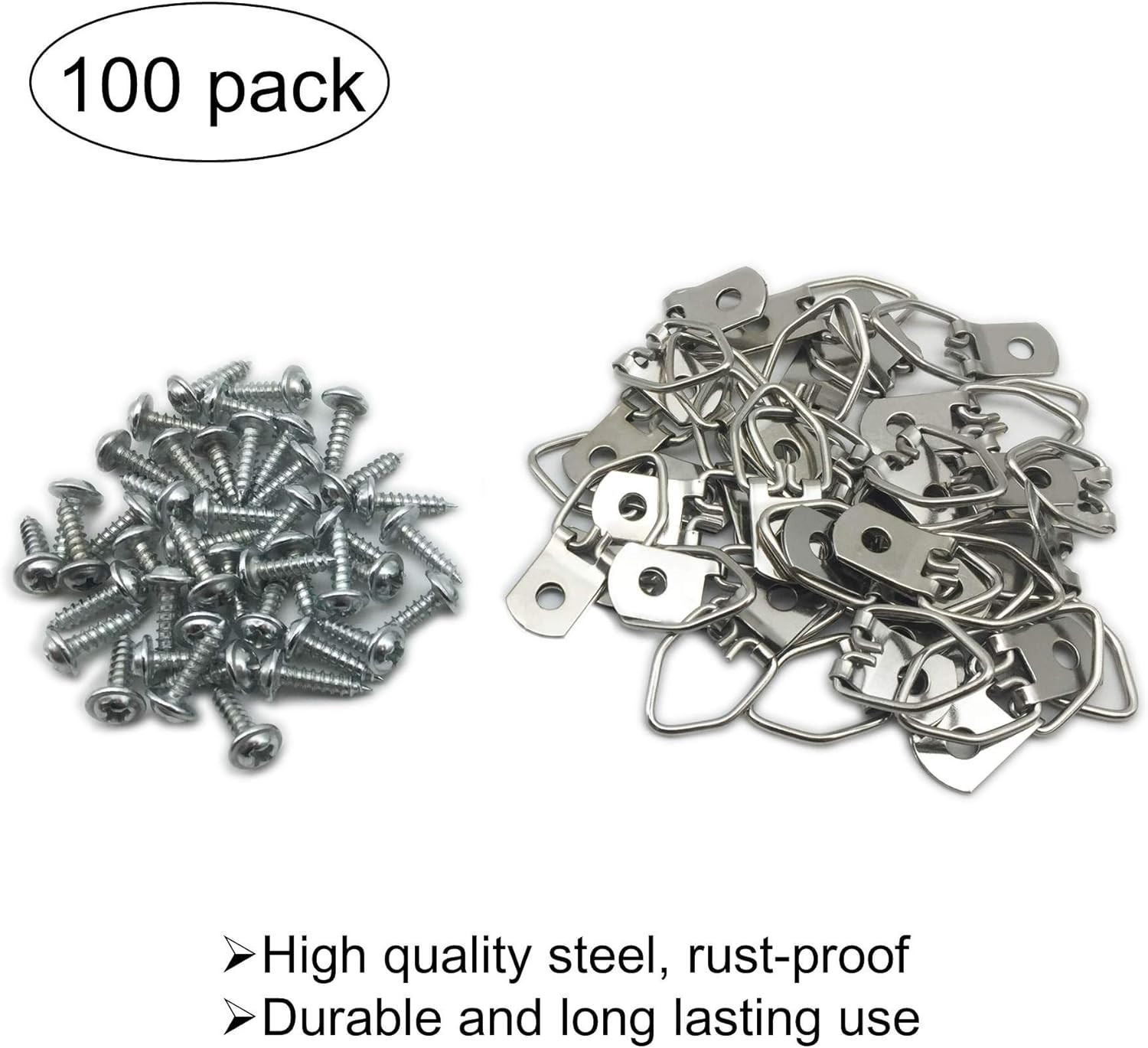100 Pack Small D-Ring Steel Picture Hangers with Screws Picture Frames Picture H