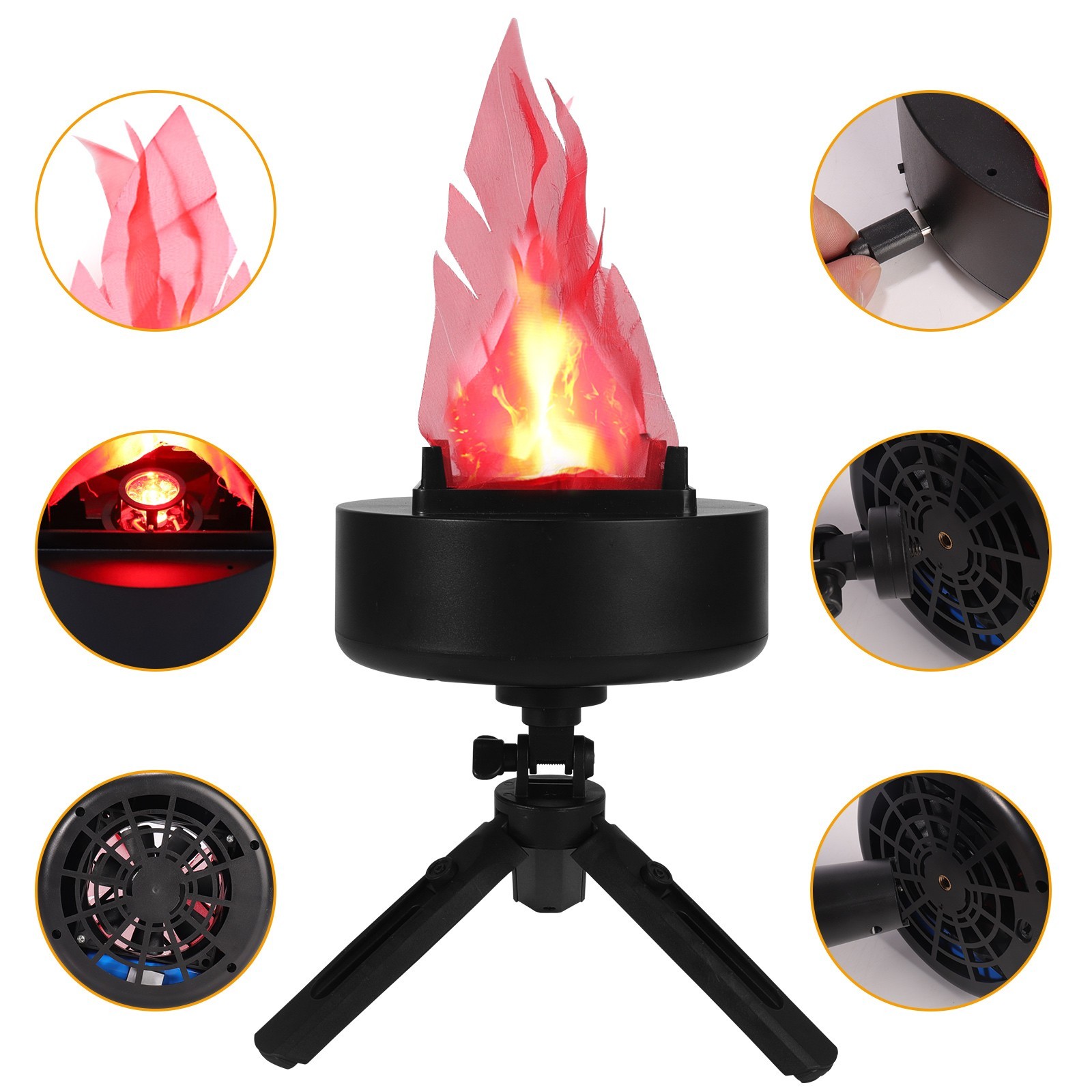Electric Fake Fire Flame Light 3D Campfire Lamp Halloween Christmas Party Decor.