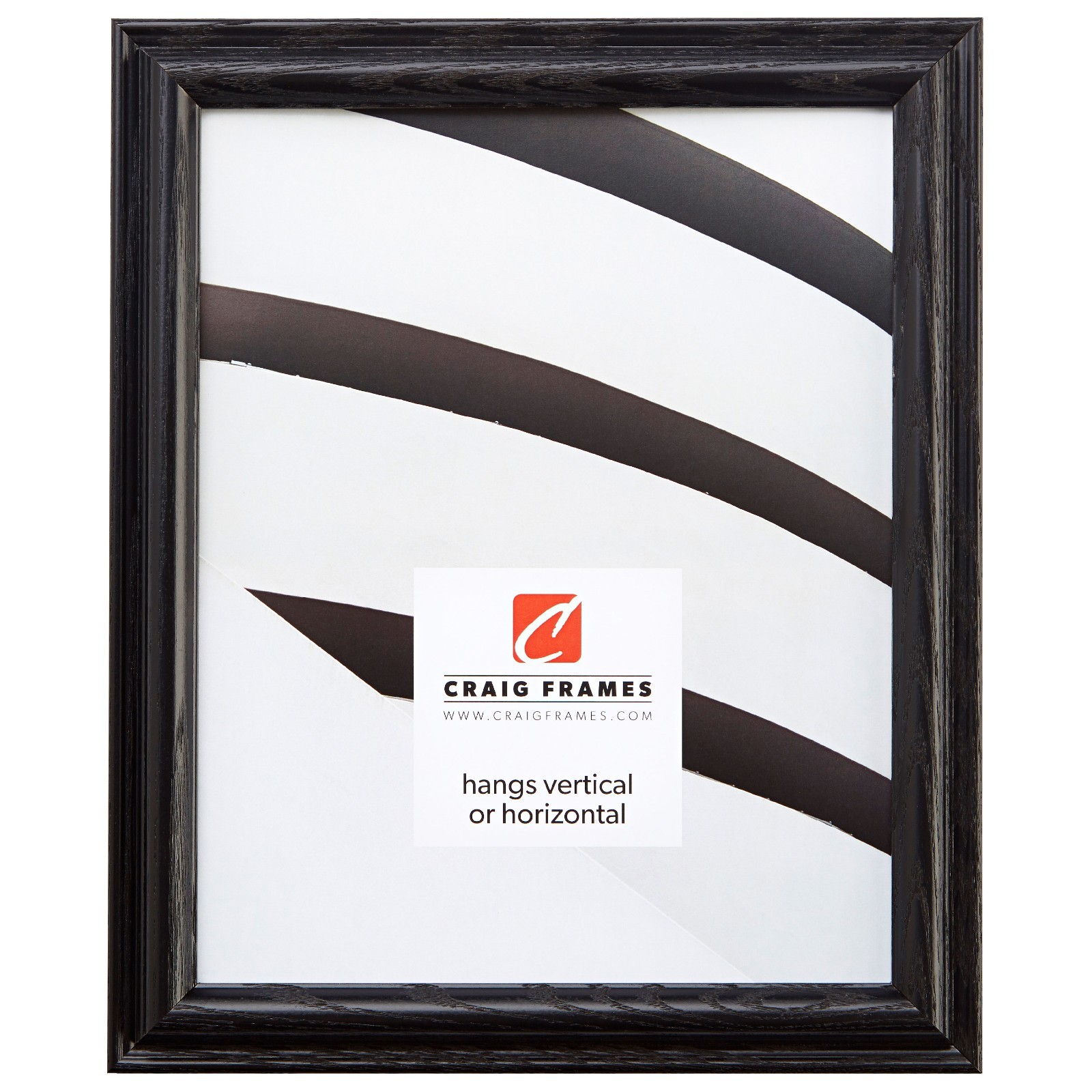 Craig Frames Wiltshire Ash 130, Black Hardwood Picture Frame Poster Frame