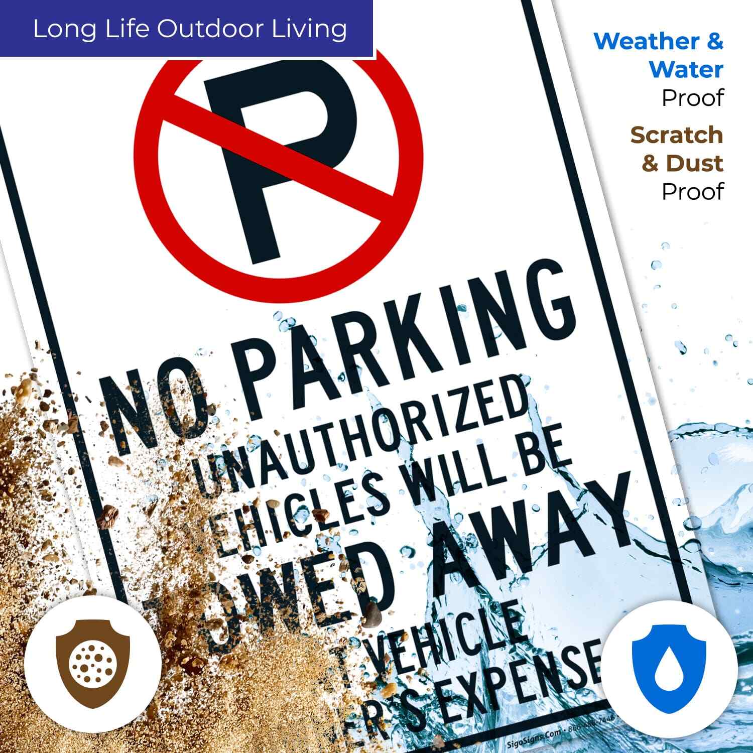 No Parking Symbol Unauthorized Vehicles Will Be Towed Sign,