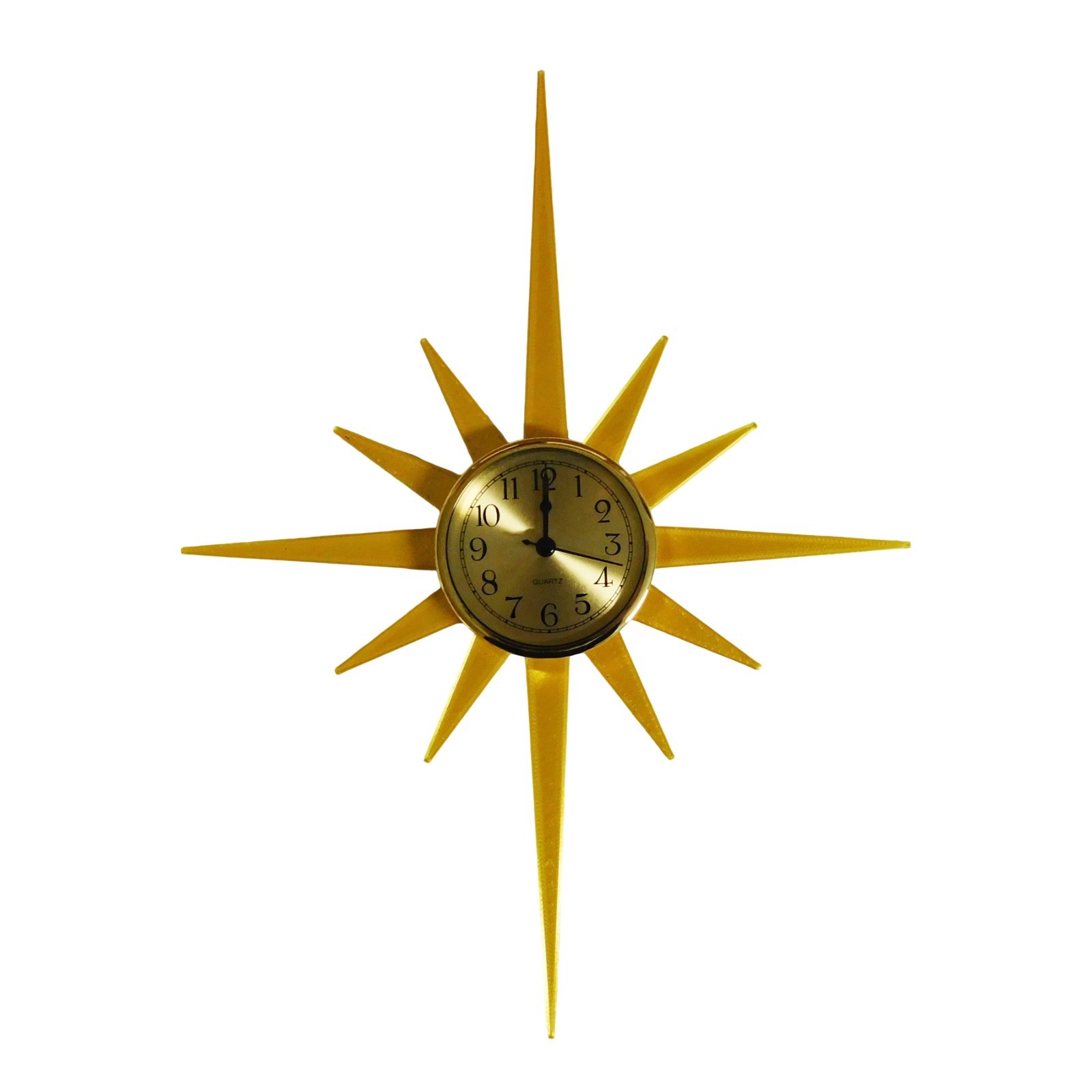 Mid Century Modern Sunburst Wall Clock – 3D Printed– 16&Prime; x 12&Prime;