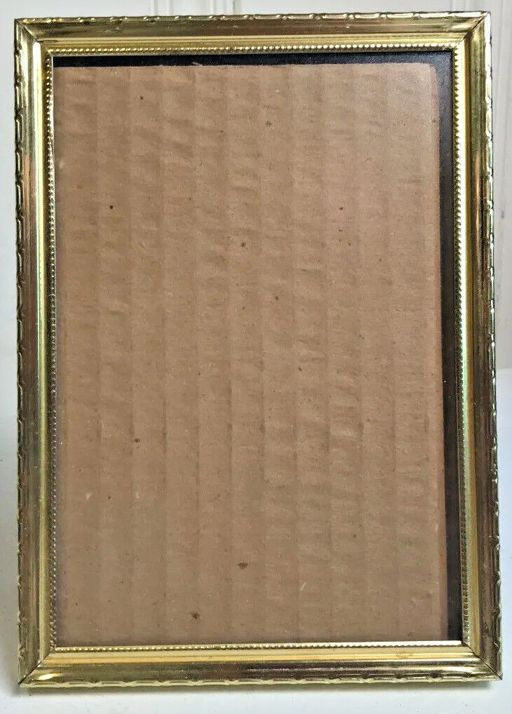 Vintage Brass Tone H/V Standing Picture Frame Cardboard Back Cl Glass 4.75 x 6&Prime;