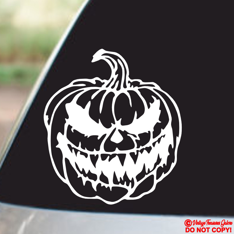 JACK-O-LANTERN Vinyl Decal Sticker Car Window Wall Bumper HALLOWEEN PUMPKIN JDM