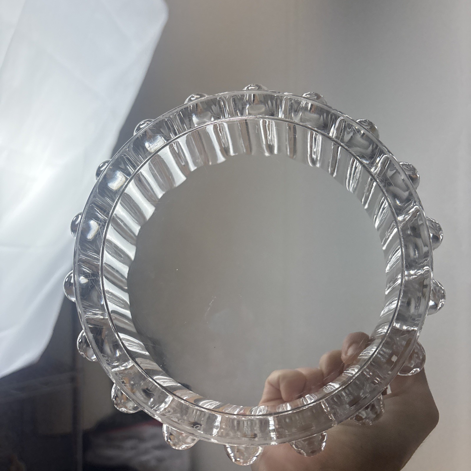 ORREFORS Vintage Signed Crystal Princess Crown Bowl Sweden 6.5&Prime; Wide