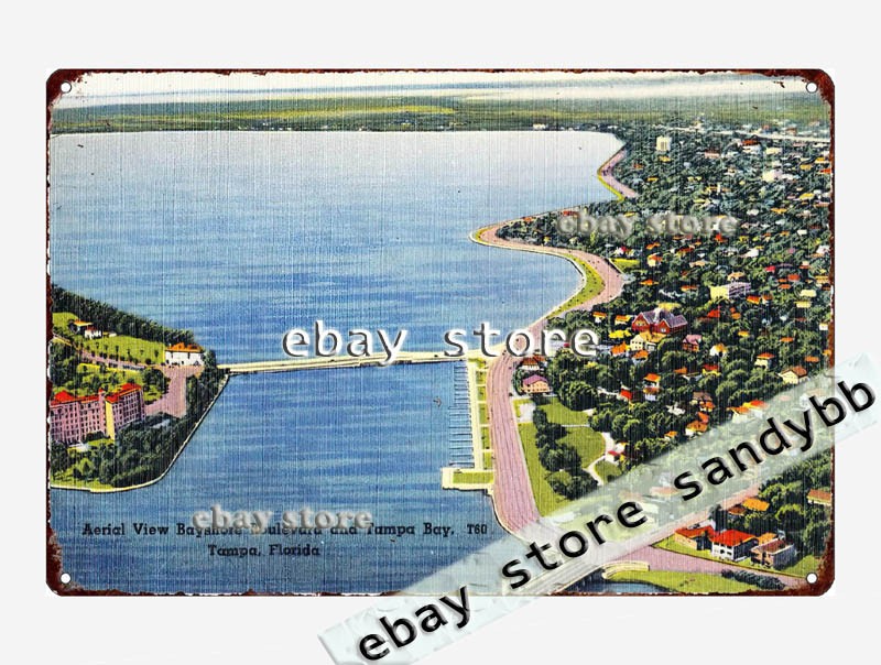 1930-45 Bayshore Boulevard Tampa Bay, Tampa, Florida tin sign restaurant pub to