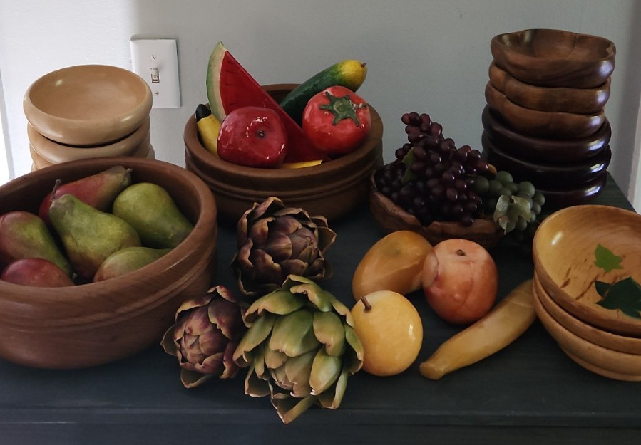 Vintage Decor – MIX & MATCH – Wooden Bowls, Decorative Fruit & Vegetables CHOOSE