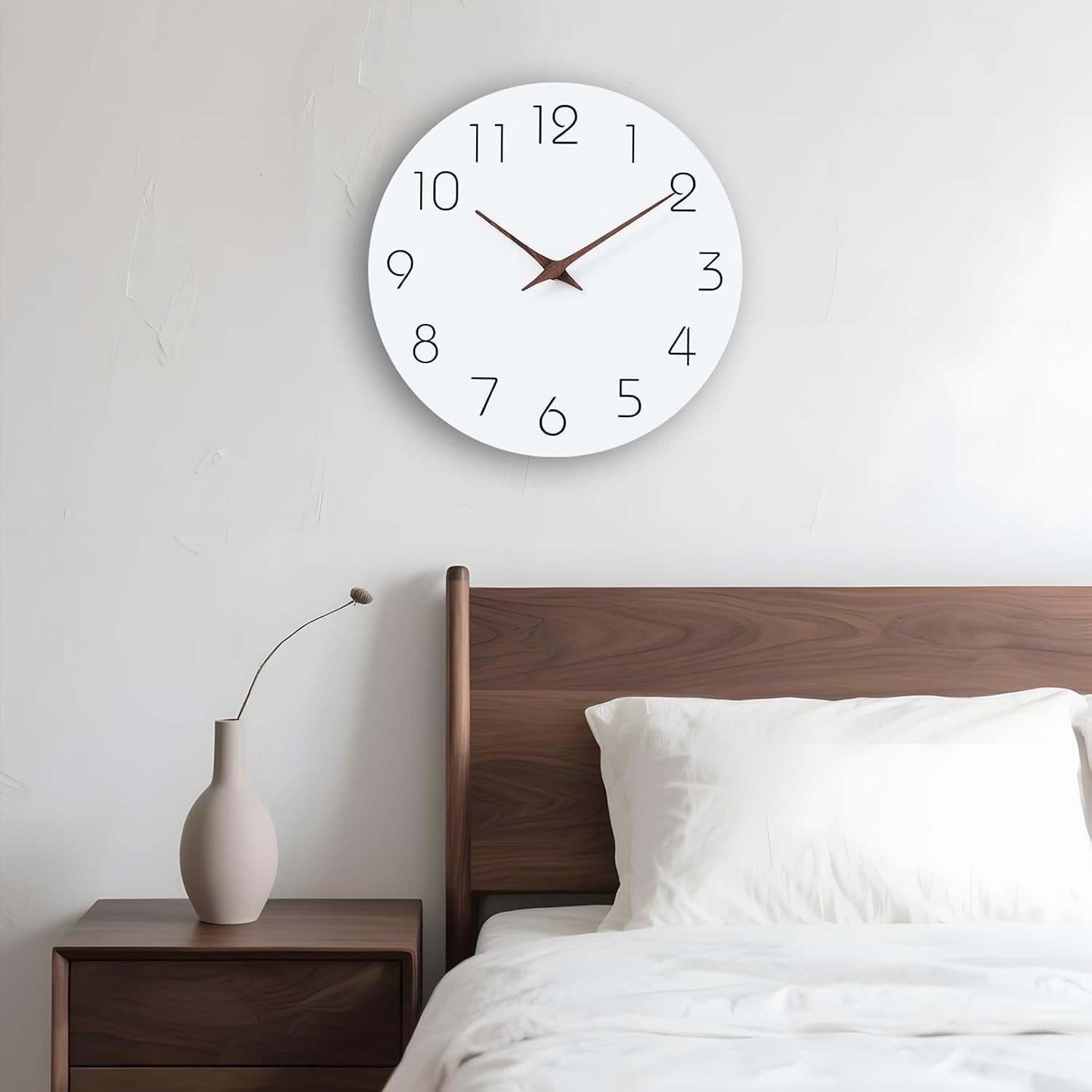 12-Inch Silent Wall Clock – Modern Battery Operated Wooden Design for Any Room
