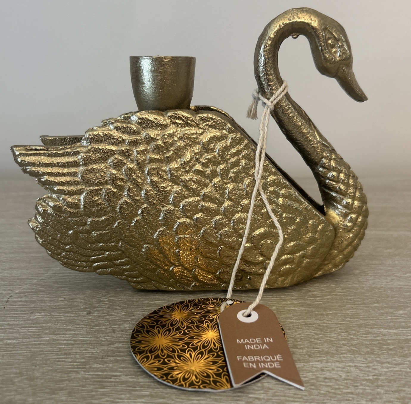 Gold Vintage Style Swan Metal Figurine Candle Holder Home Decor