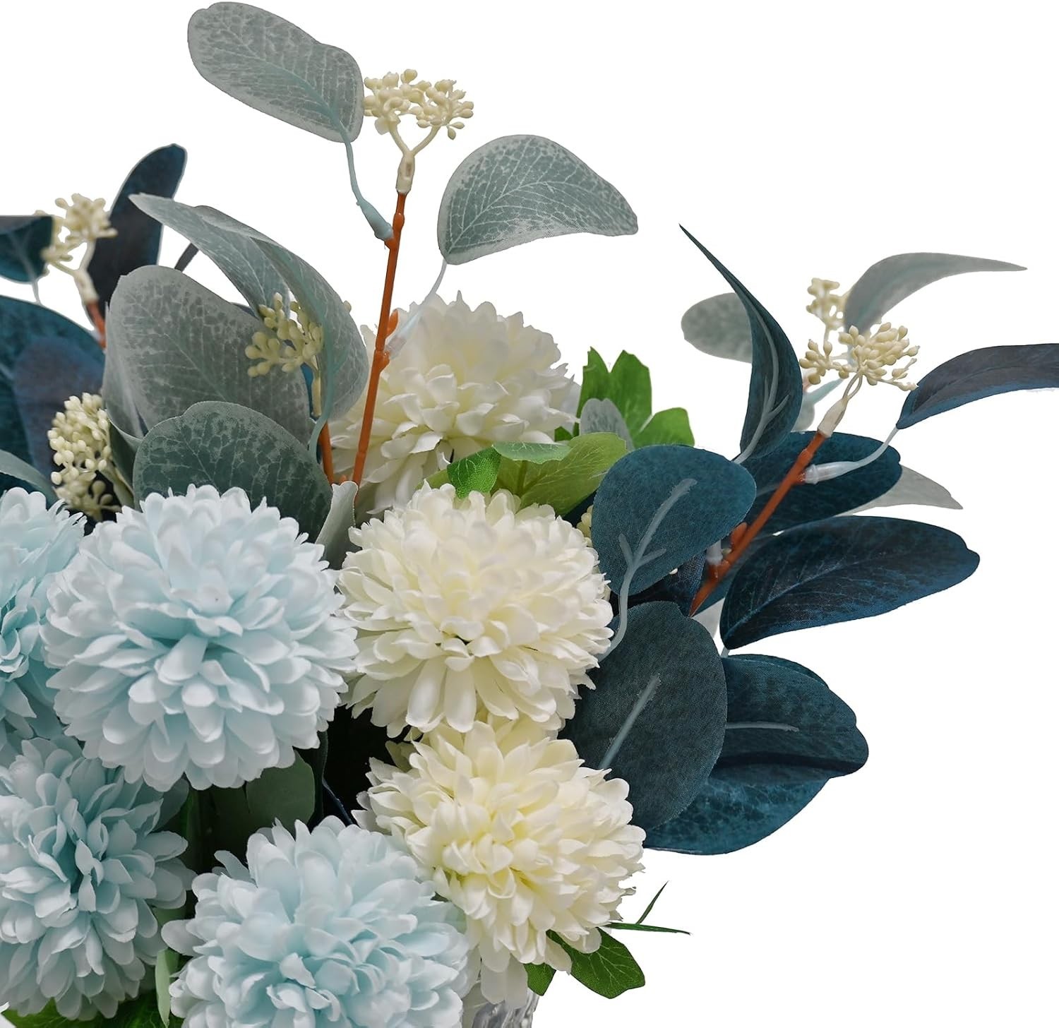 Elegant Silk Hydrangea Table Centerpiece in Glass Vase
