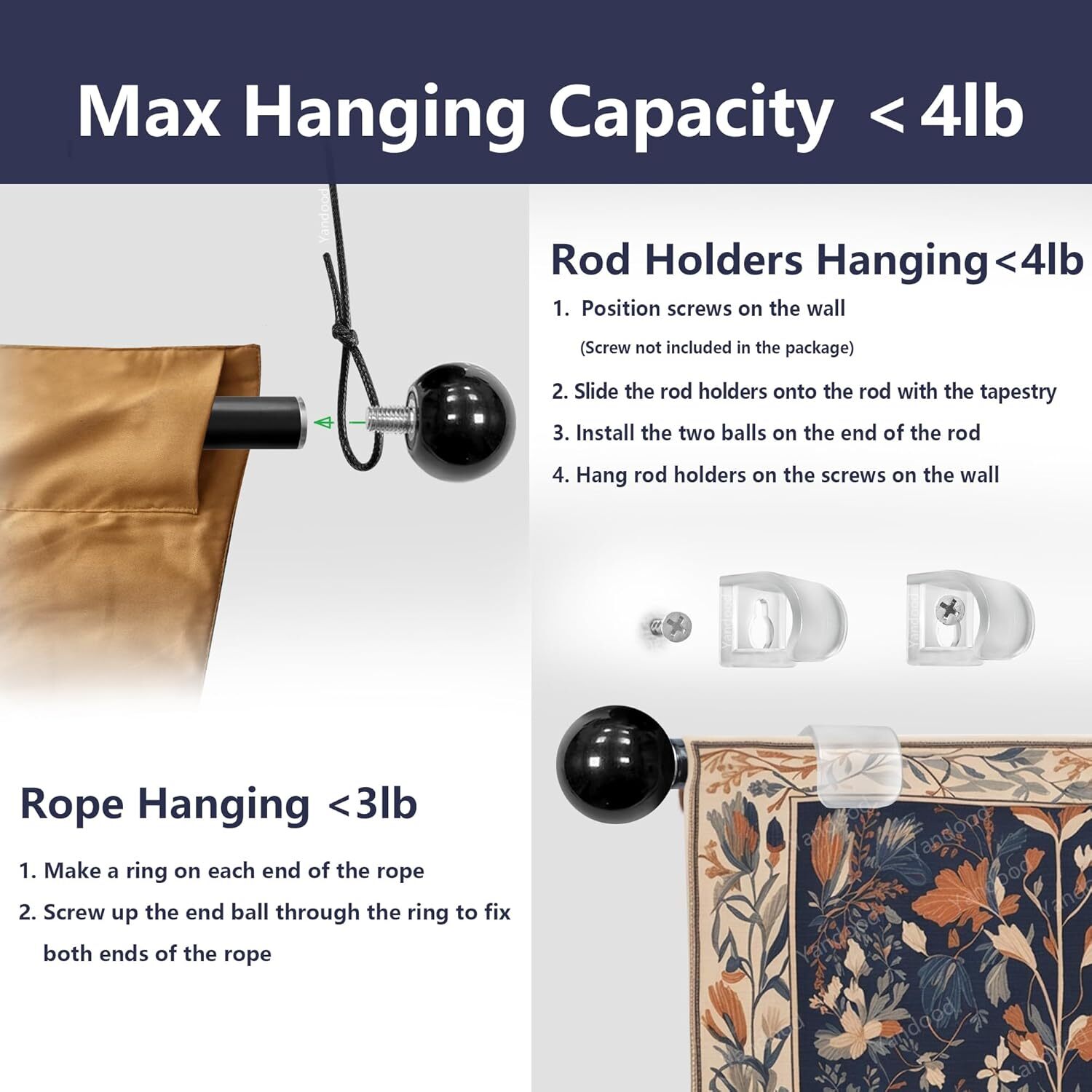 Tapestry Hanging Telescopic Rod Aesthetic Tapestries Room Deco Scalable Wall Han