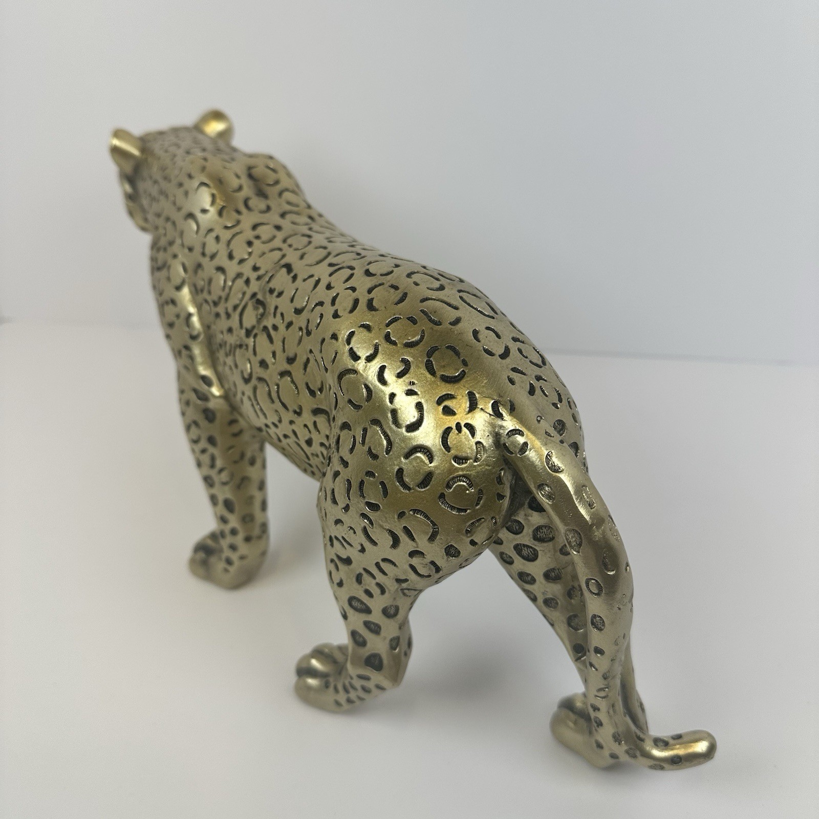 Gold Leopard Panther Statue Safari Animal Figurine Metallic Home Decor Large