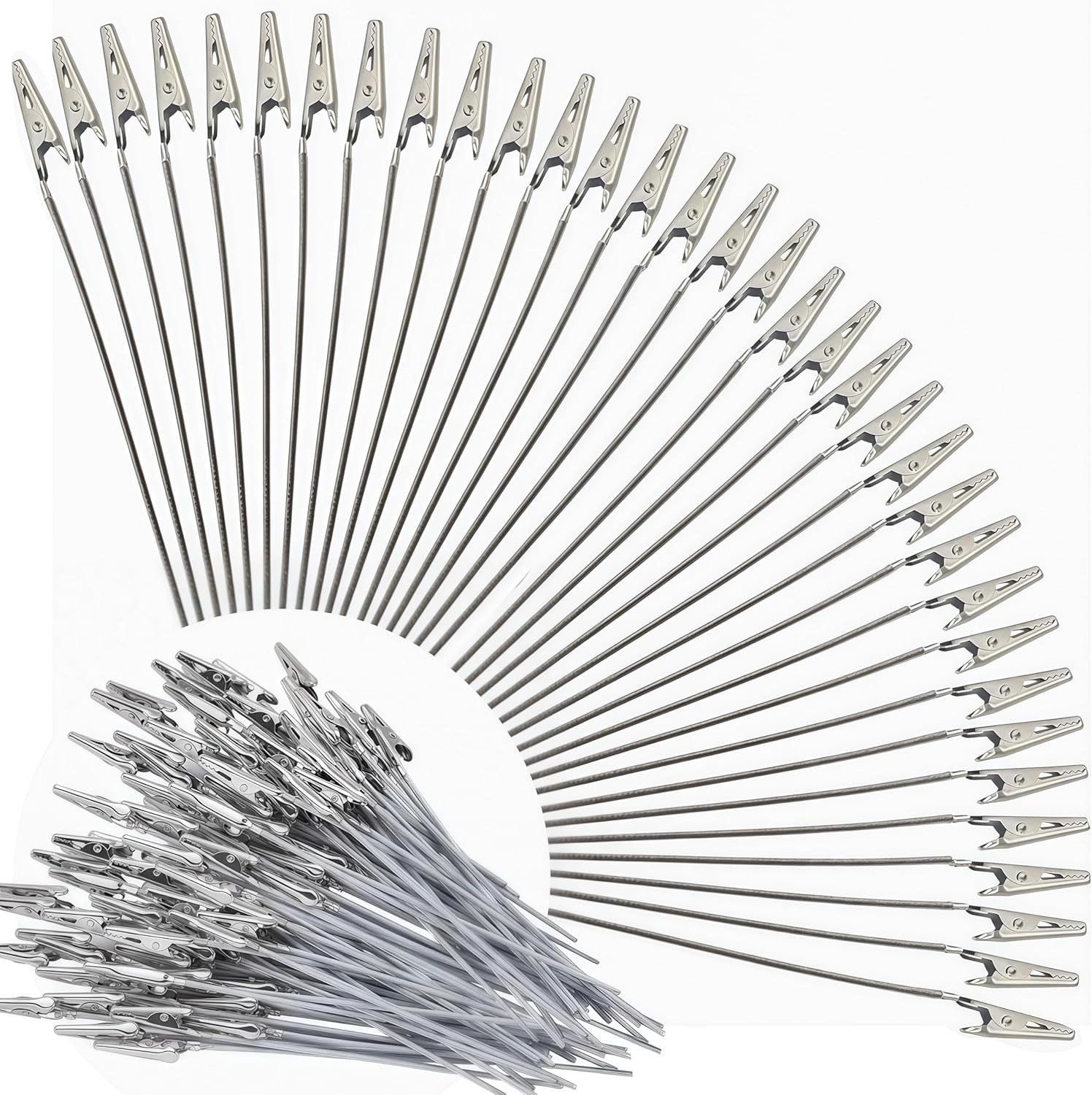100 Pcs Metal Wire Alligator Clips Bulk, 6 Inch Long Tailed Alligator Clamps