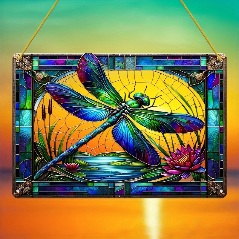 Acrylic Dragonfly Stained Hanging Decor Window Home Art Ornament Indoor/Outdoor