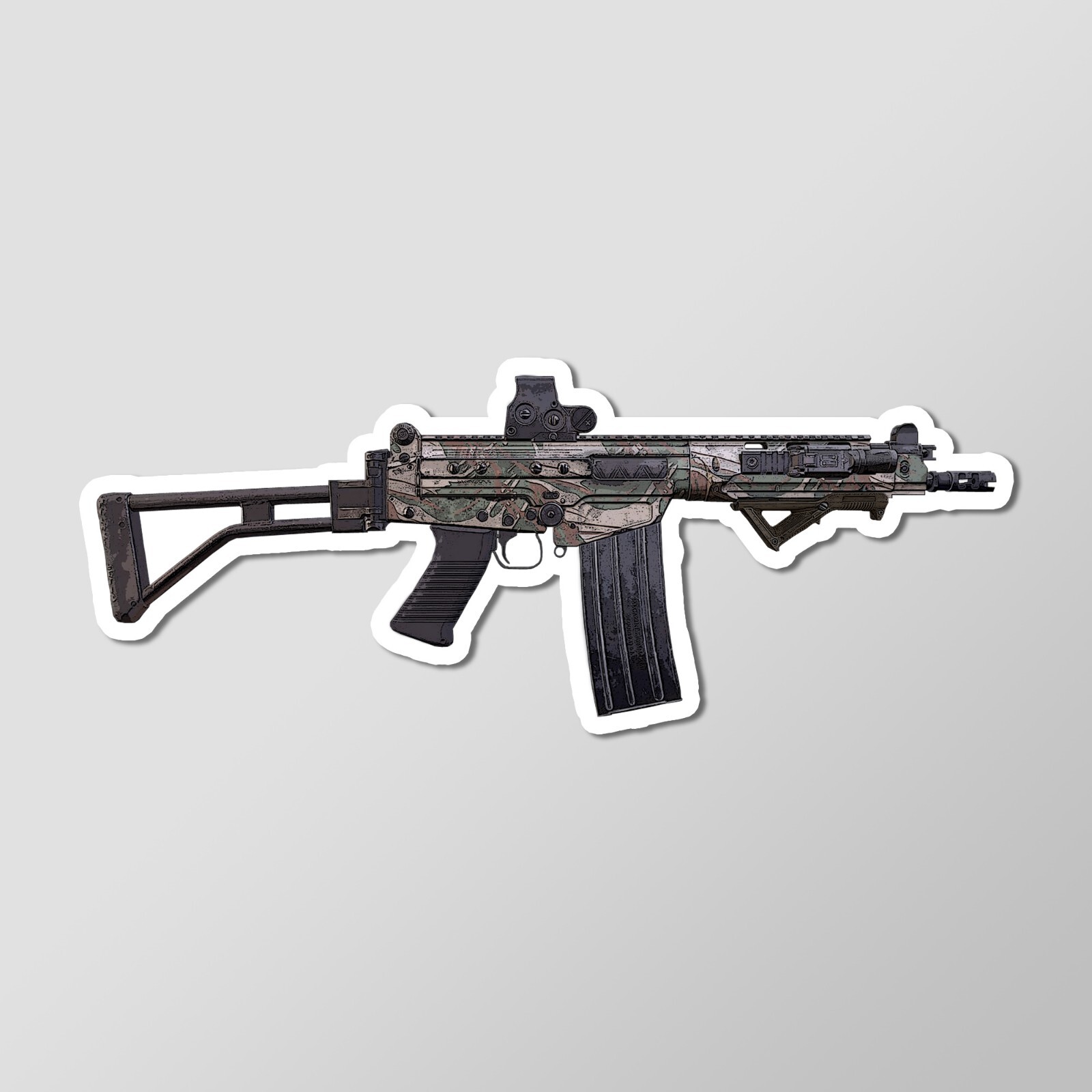 FAL Battle Rifle Para, Brushstroke Camo Laptop Sticker Vinyl 4&Prime; Wide