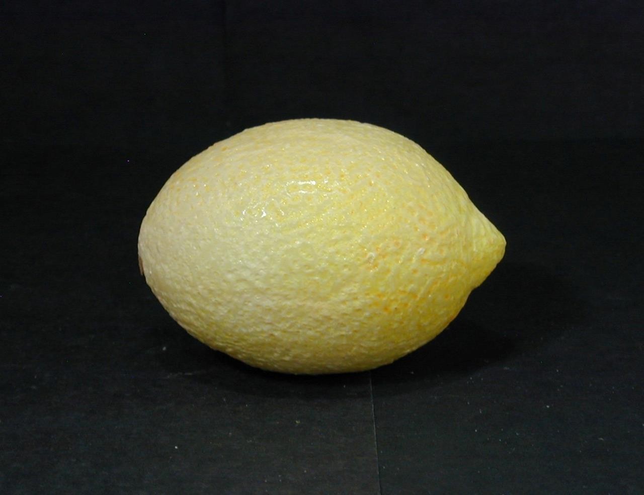 Vintage Italian Realistic Painted Alabaster Stone Fruit Lemon MCM Wood Stem