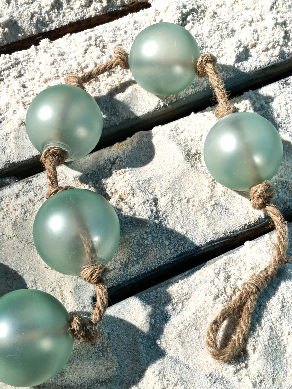 Light Green Sea Glass Garland on a Nautical Rope | Faux Sea Glass | Beach House