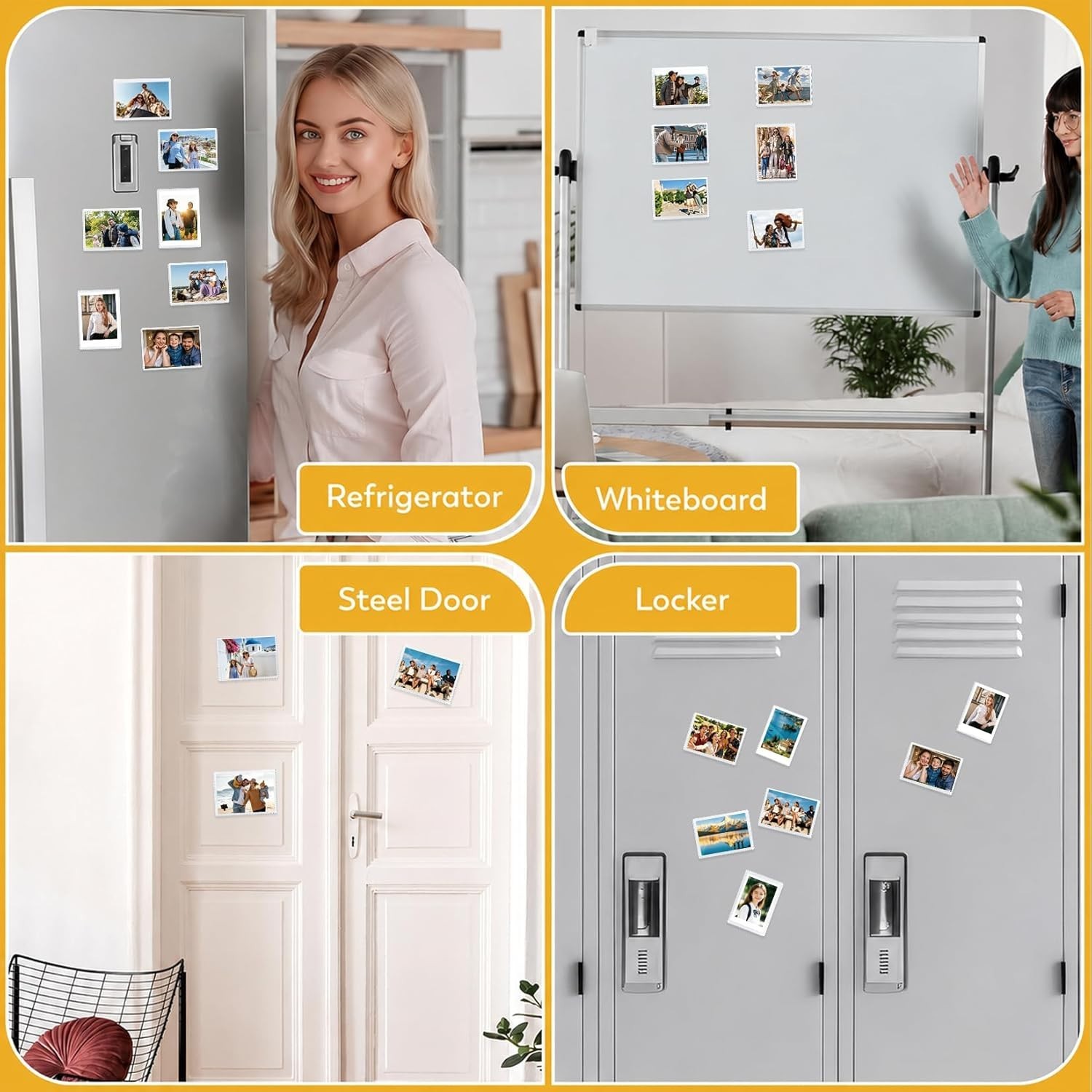 12 Magnetic Picture Frames, 2.5×3.5 Inches, Stylish Display for Home & Office