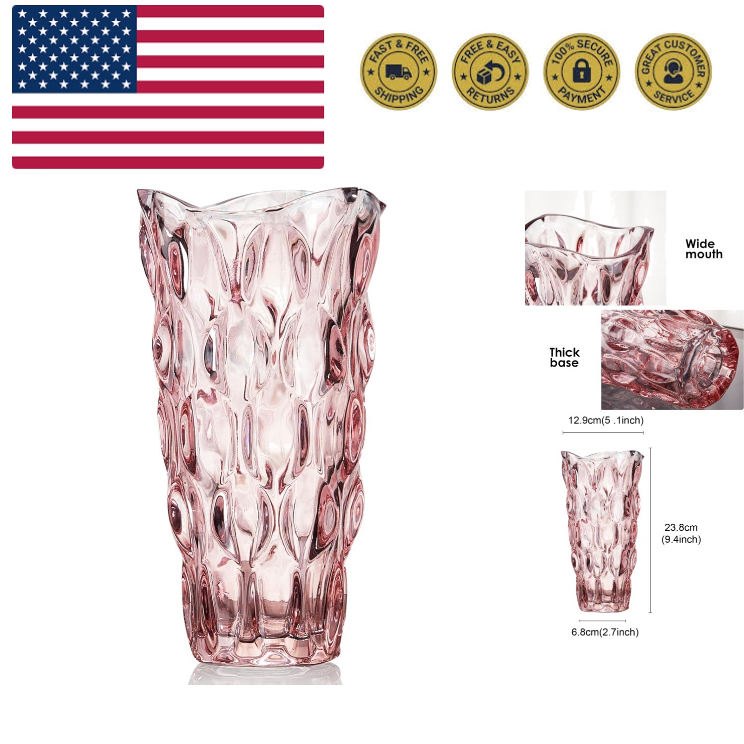 Glass Vases for Flowers, Unbreakable 3.4 lb Morden Vases for Tables Centerpie…