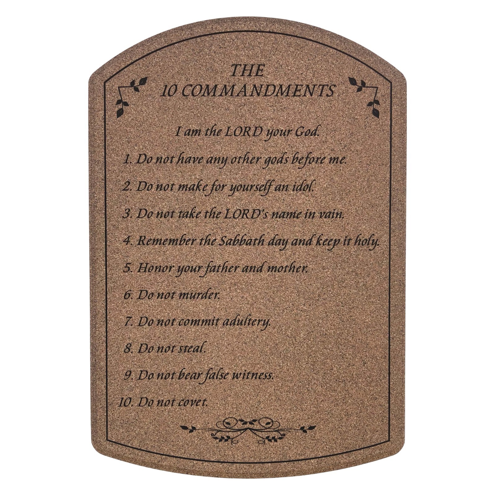 10 Commandments Tablet Plaque – Sierra Brown Granite texture finish, Black text