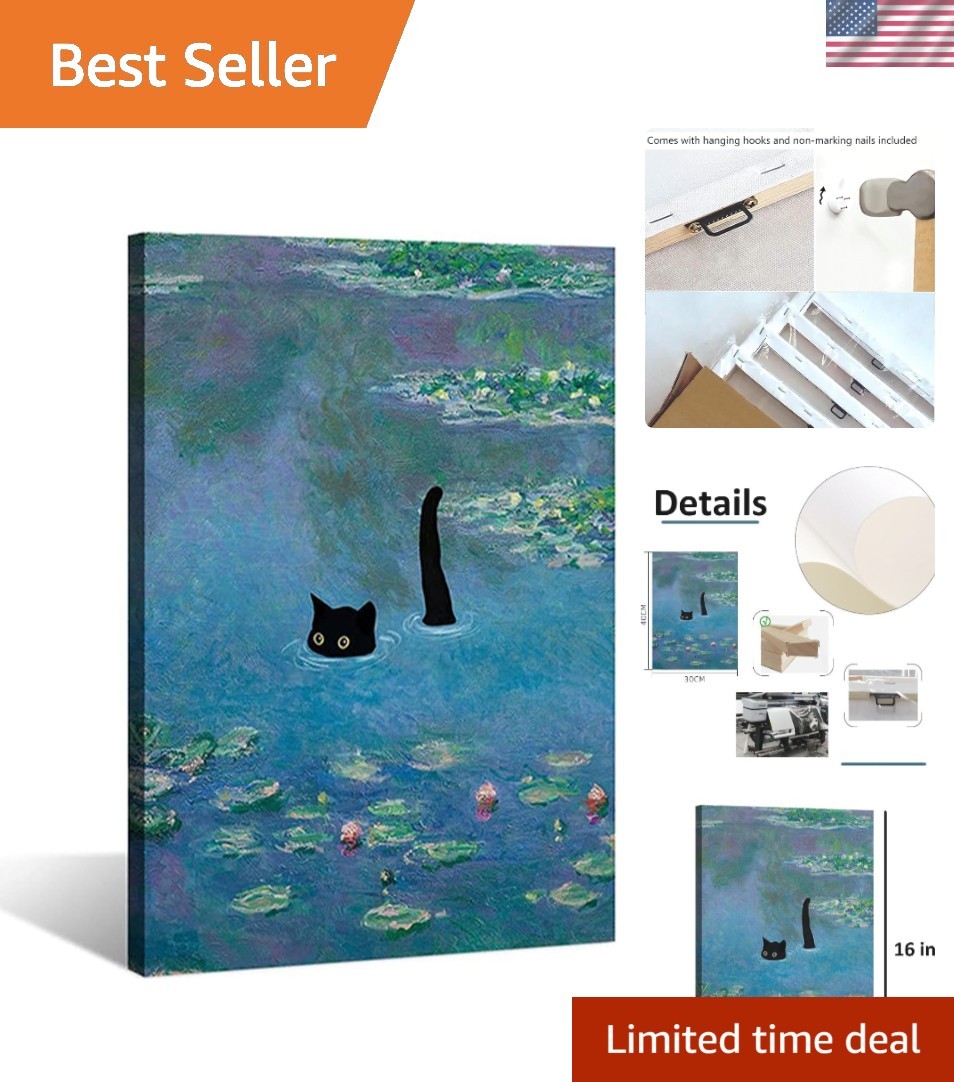 Impressionist Vintage Black Cat Painting 12×16 – Adds Charm to Any Space
