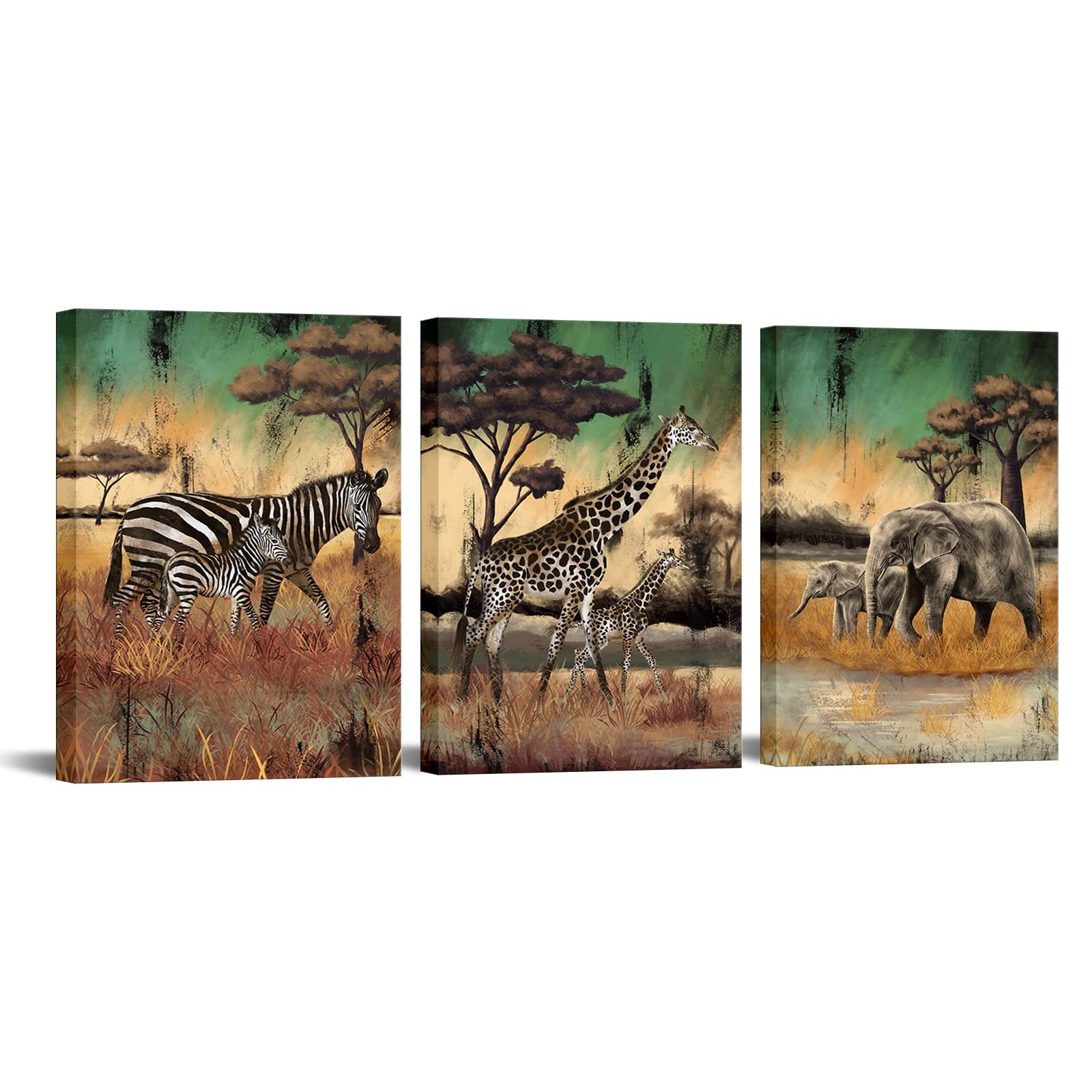 3 Pieces Safari Animals Canvas Wall Art African Wildlife Prints Fall Animals …