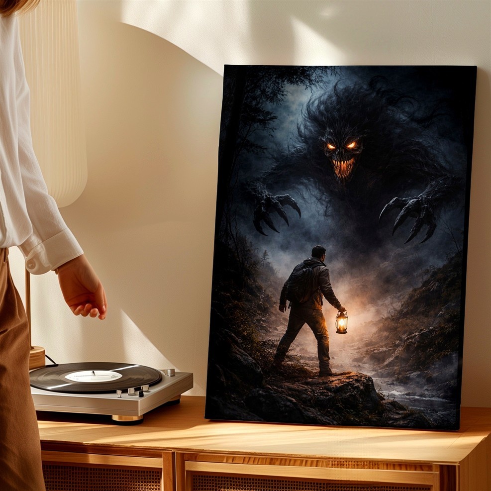 Wall Art Horror Monster Forest Lantern Dark Fantasy Gothic Poster Print Decor