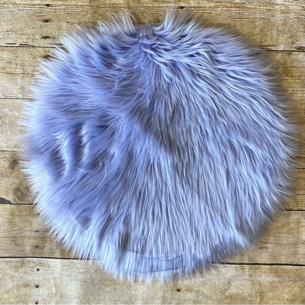 Lavender Purple Round Faux Fur Shag Accent Rug Circular Plush Decor 18 Inch