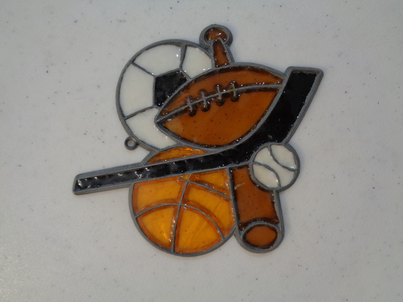 Sports Fan Suncatcher Hockey Soccer Baseball Football Handmade 3-3/4&Prime; x 4&Prime; Small
