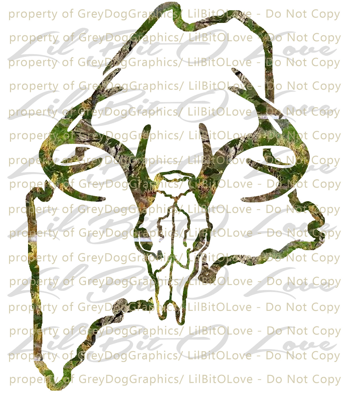 Camouflage Camo Maine Buck Hunting Vinyl Decal Hunt Sticker Whitetail Deer Skull