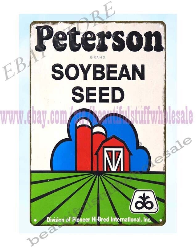 Peterson Soybean Seed barn farm country metal tin sign wall plaque artwork