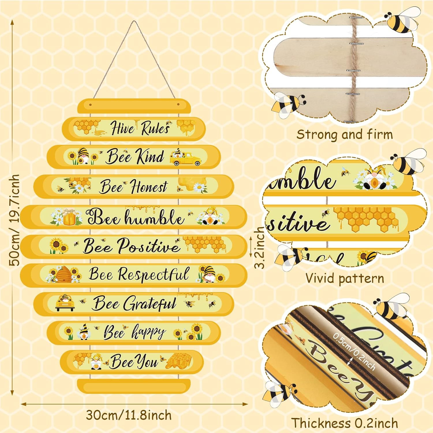 Bee Decor Sign Hive Rules Decorations Plaque Spring Wall Decor Daisy Honey Bee S