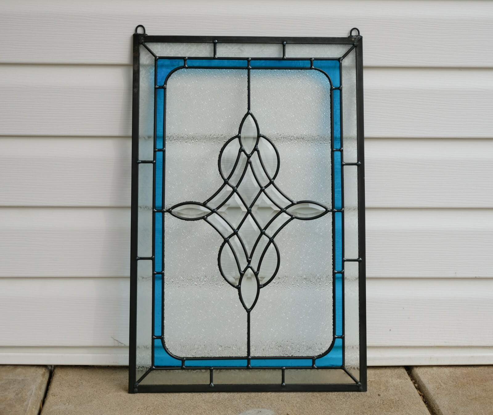 Handcrafted stained glass Clear Beveled window panel 16&Prime; x 24&Prime;