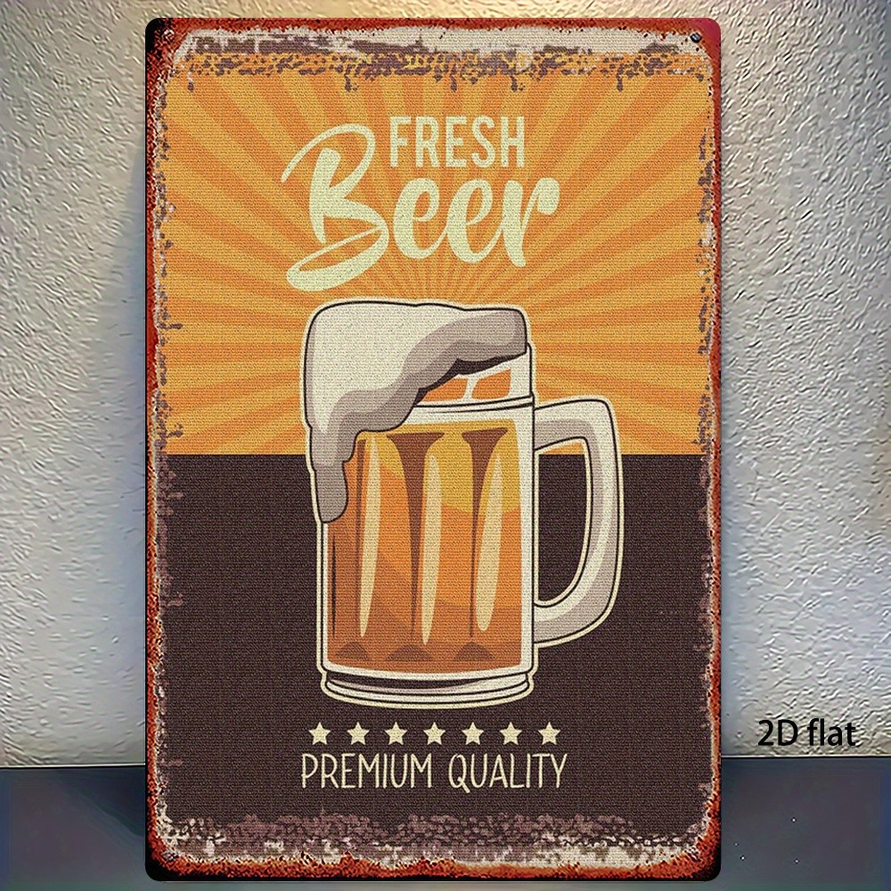 Metal Sign Fresh Beer Wall Decor 8×12 Inches 20x30cm