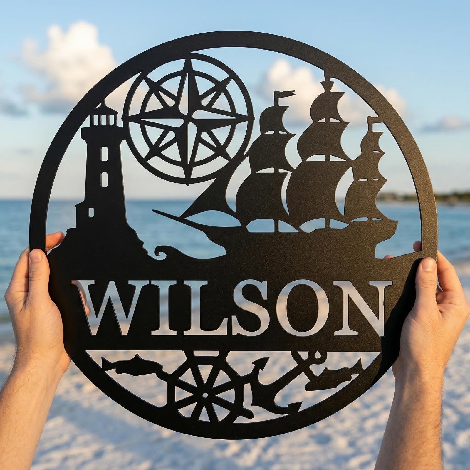 Custom Nautical Sailboat Lighthouse Metal Sign Personalized Coastal Wall Art