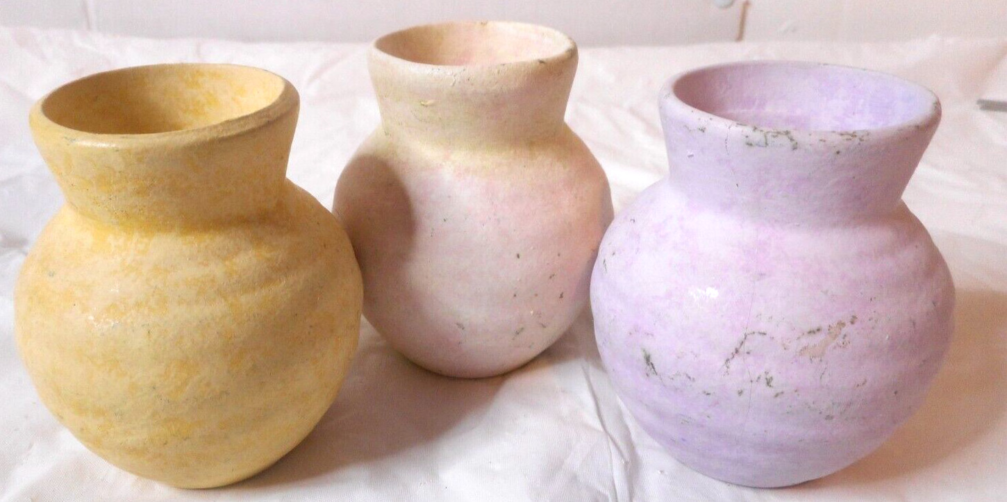 Southwestern Home Decor Mini Pots Jugs Set of 3 Craft Items 2 1/2&Prime; Tall READ