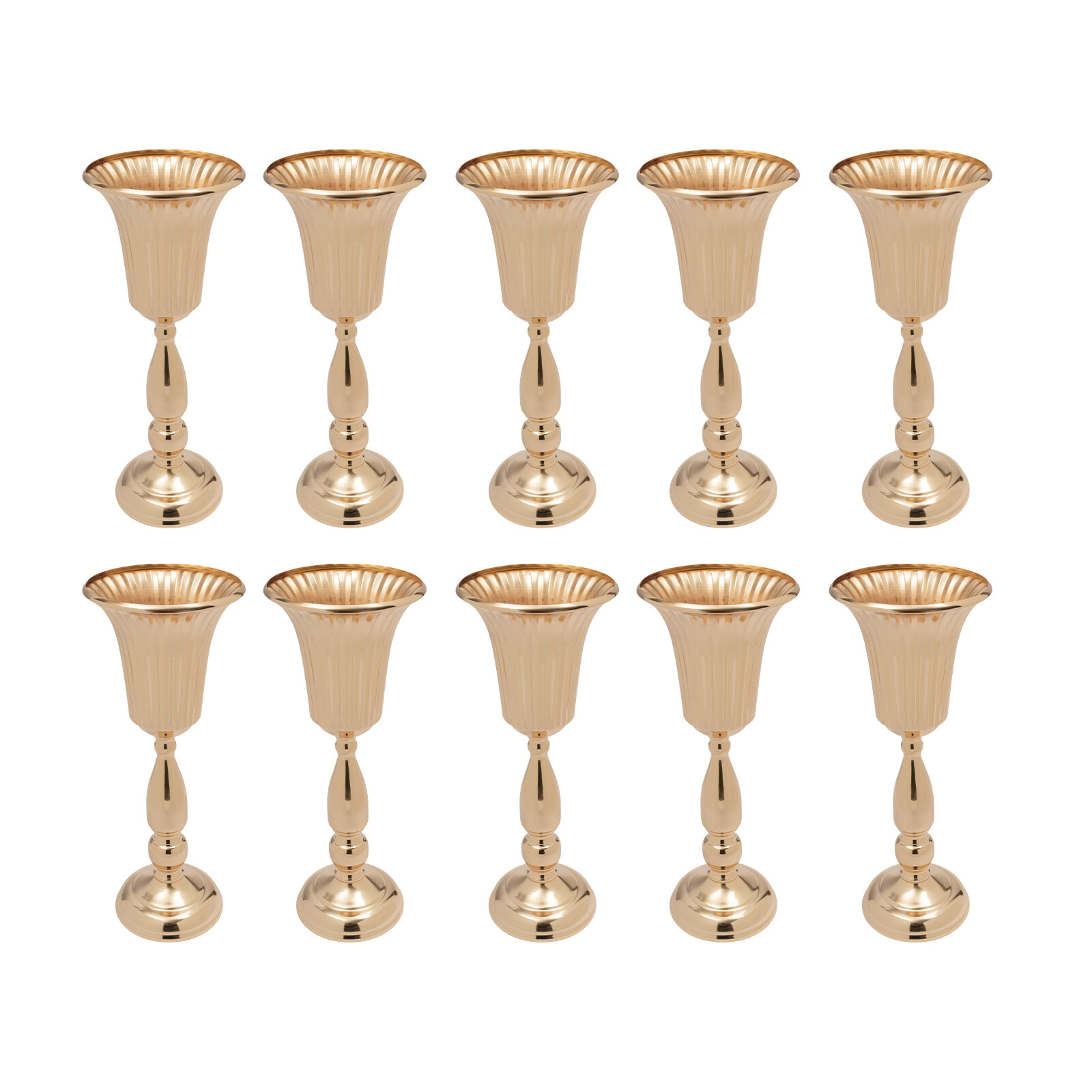 10 PCS DIY Golden Metal Wedding Flower Trumpet Vase Tabletop Centerpieces Decor