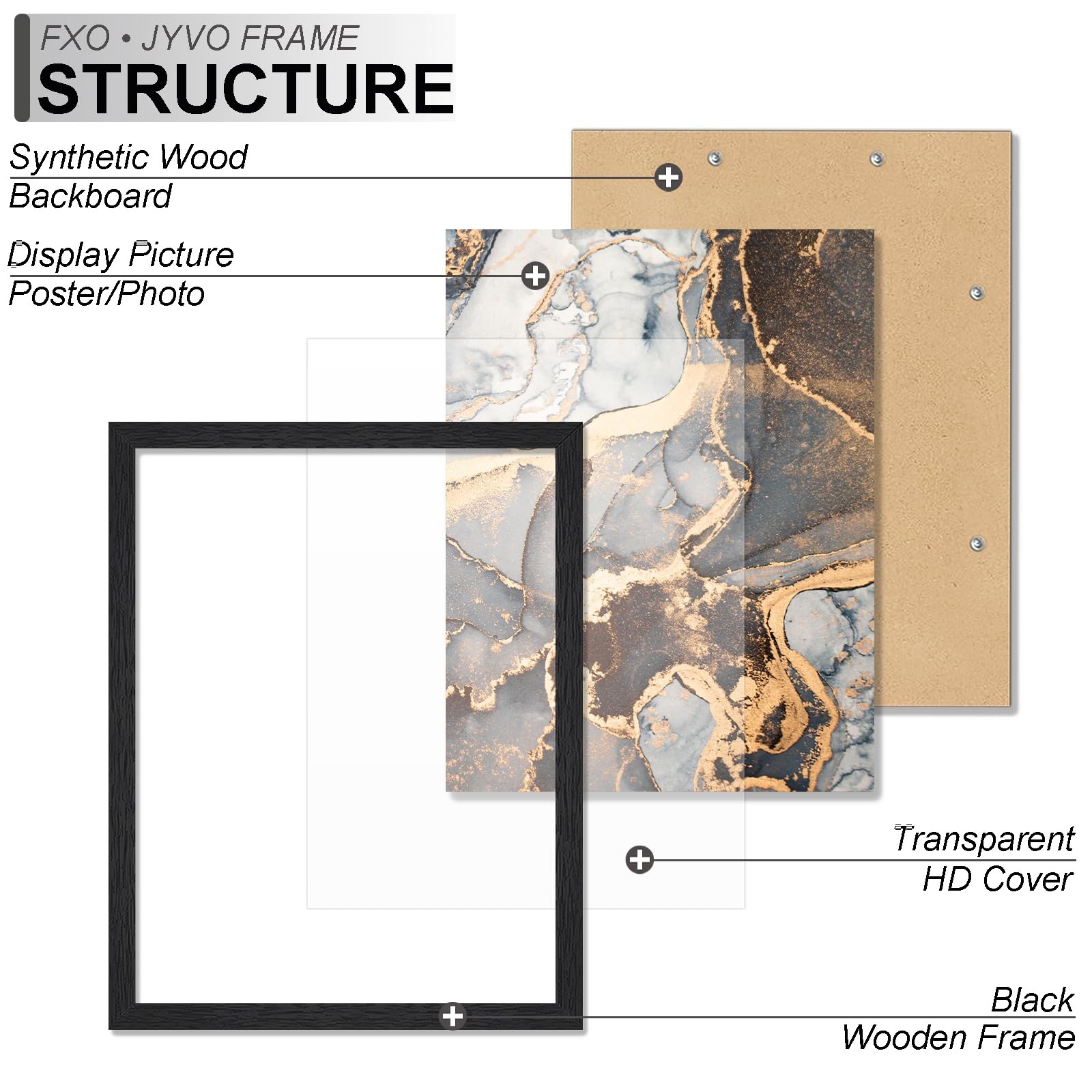 Fxojyvo Engineered Wood 13×17 Picture Frame, Black Frame for 13 x 17 Inch Pic…