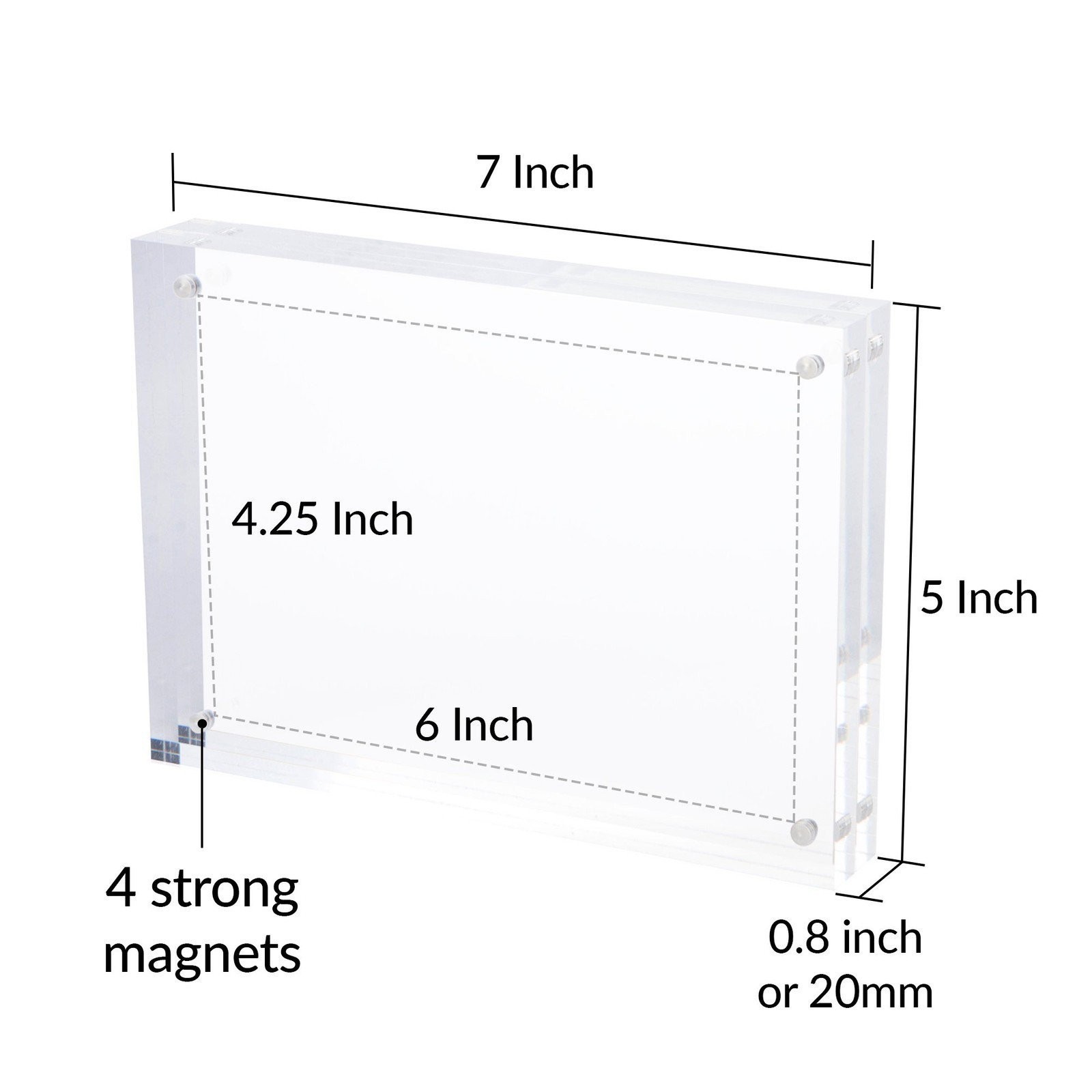 [3-Pack] SimbaLux® Acrylic Photo Frame 5” x 7” Free Standing Magnetic Lock