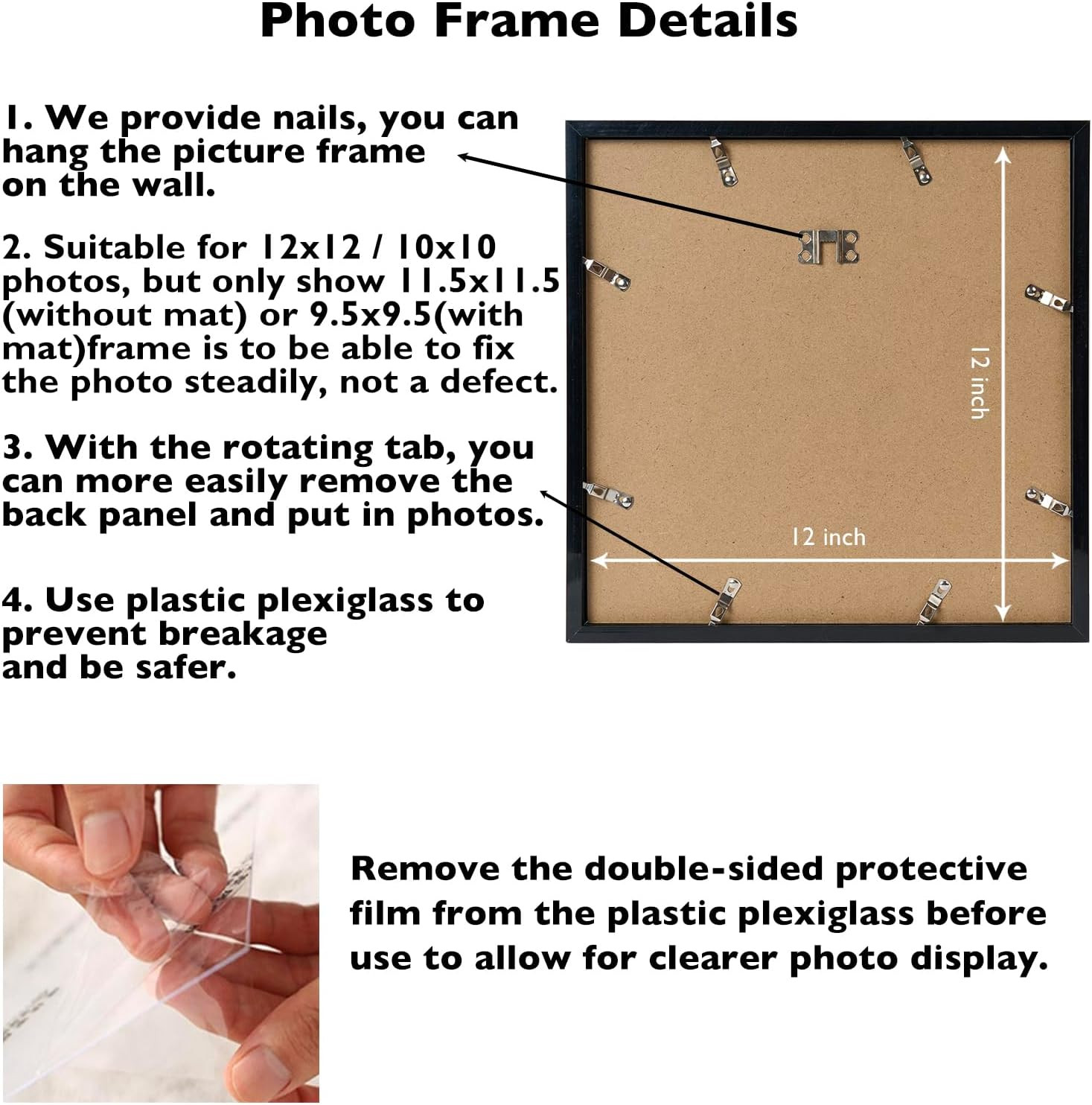 12X12 Picture Frame with Mat for 30 X 30Cm Diamond Art Painting, Display Photo 1