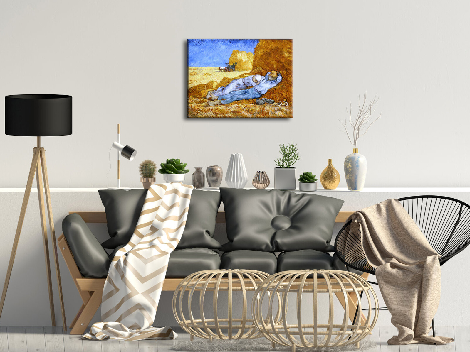 Canvas Print Pic Van Gogh Painting Repro Home Dec Wall Art Rest from Work Framed
