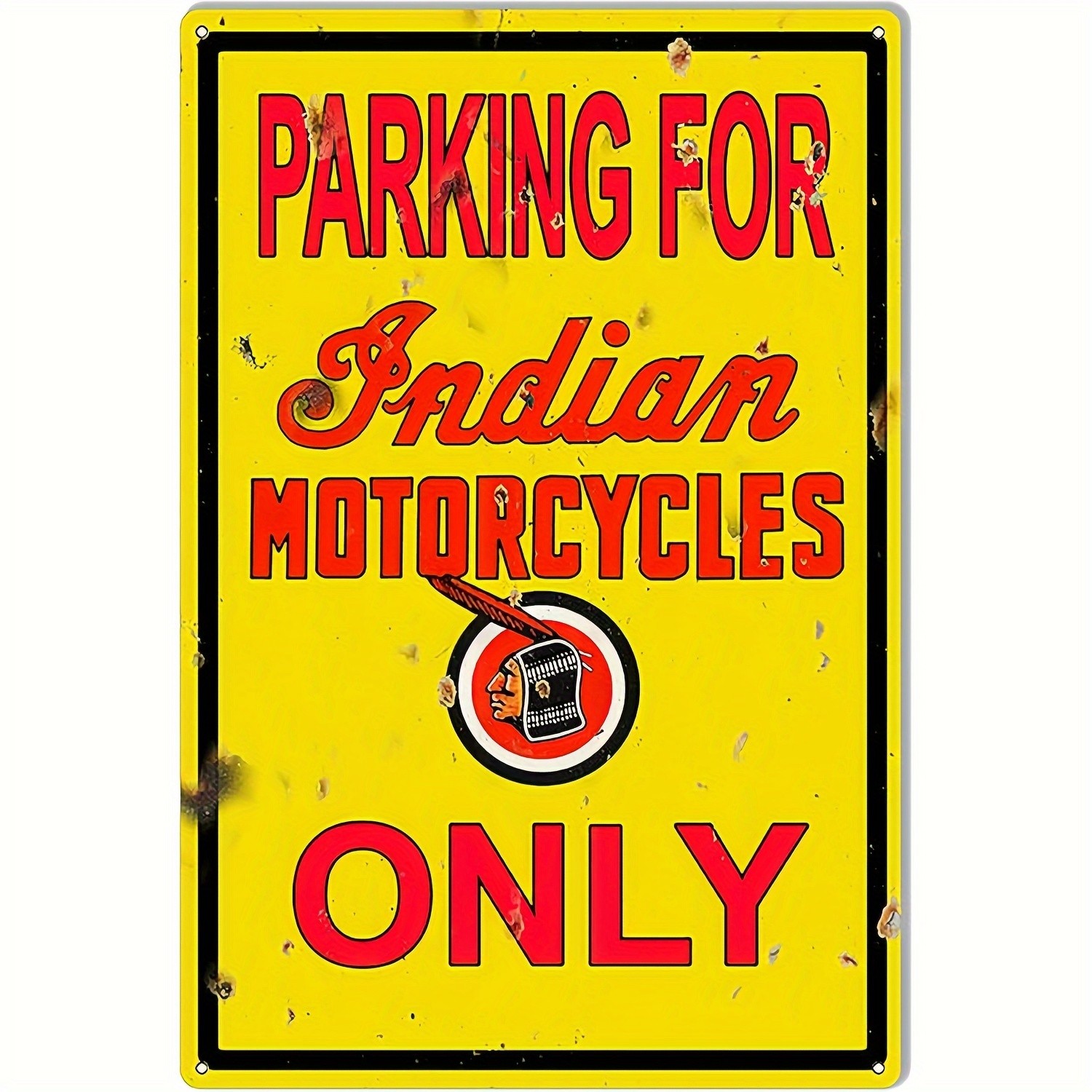 Retro Indian Motorcycle Parking Tin Metal Signs 8X12 Inches, Retro Decorations