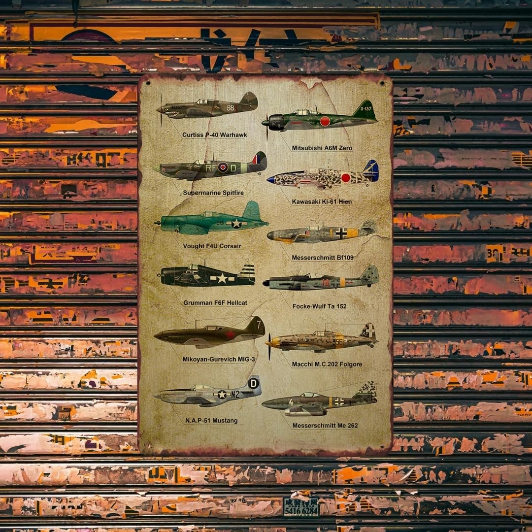 Vintage Aviation Airplane Decor Ww2 Poster Airplane Wall Art Military Decor M…