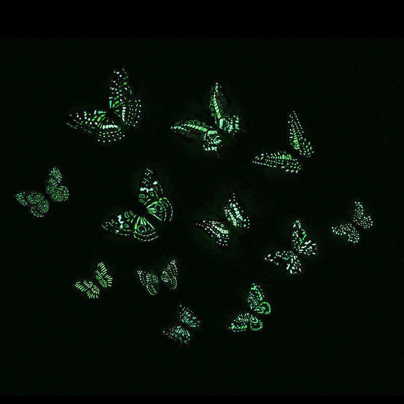 12Pcs 3D Butterfly Glow in The Dark Decal Wall Magnetic Sticker Home Decor Hot
