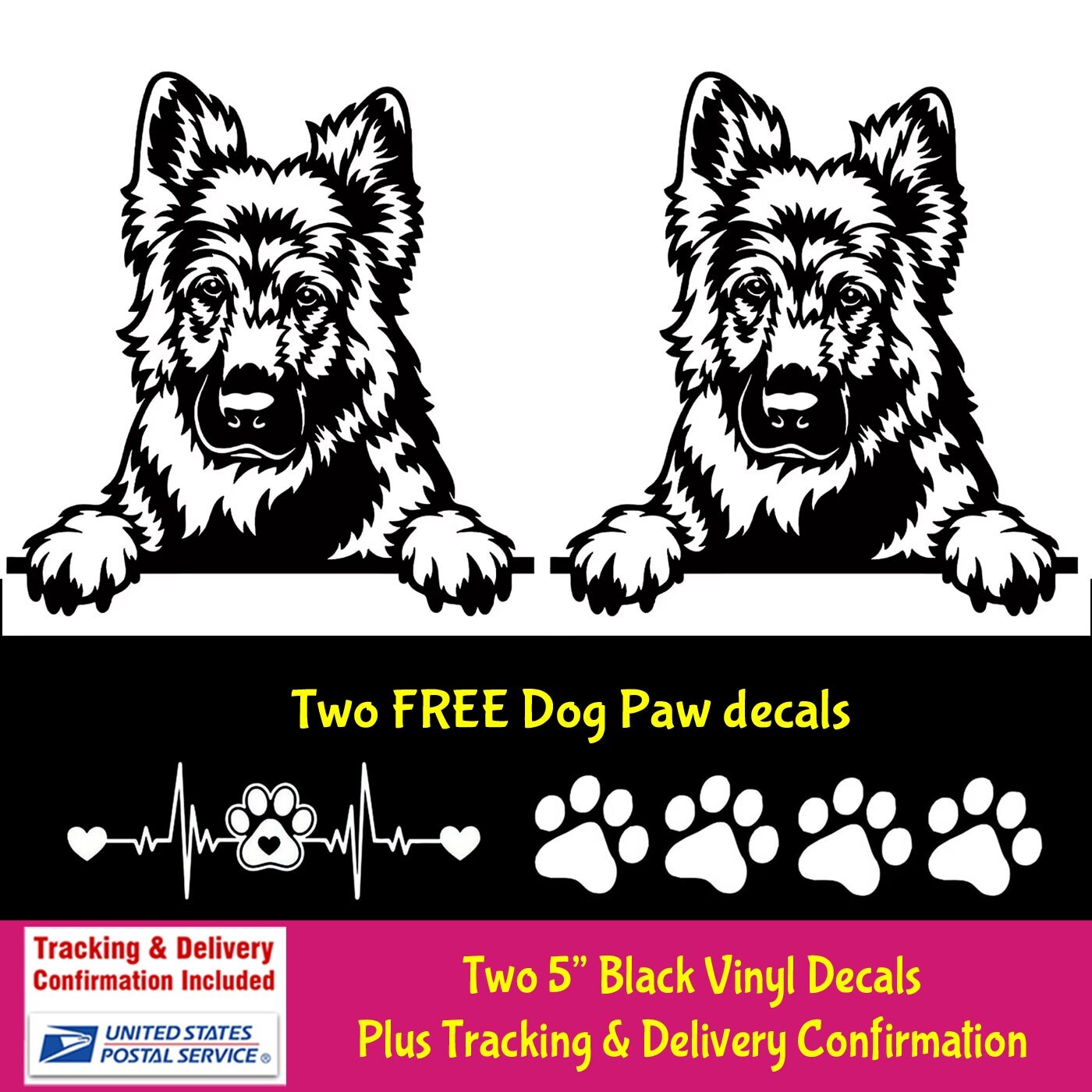 German Shepherd Puppy Black Vinyl Decal Car Window Laptop Tablet Notebook