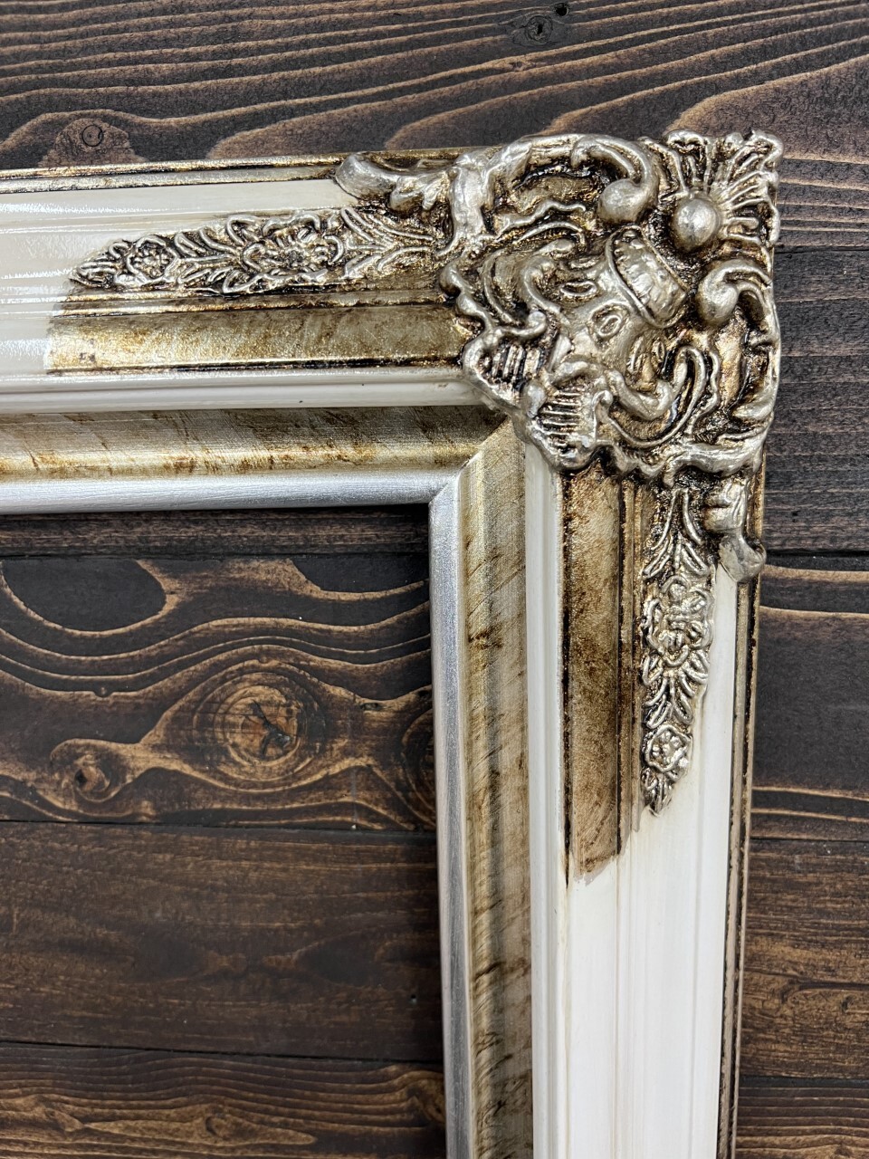 12 X 18 In Stock-Classic ornate wood frame, White frame, silver leaf frame.