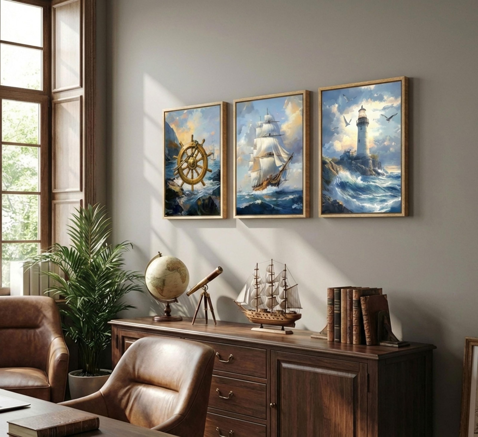 3PCS Nautical Canvas Wall Art Modern Sailing Sailboat 16&Prime;L x 12&Prime;W Posters