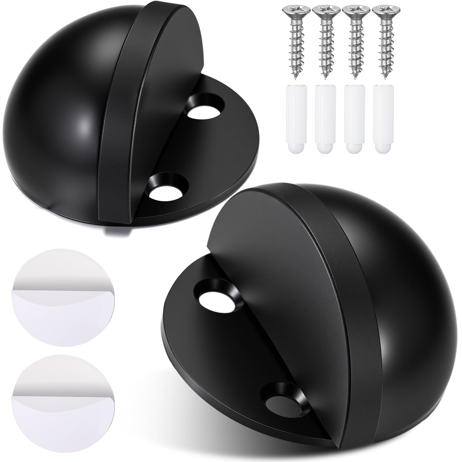 2 Pcs Self Adhesive Door Stoppers, Stainless Steel Floor Door Stop Wall Prote…