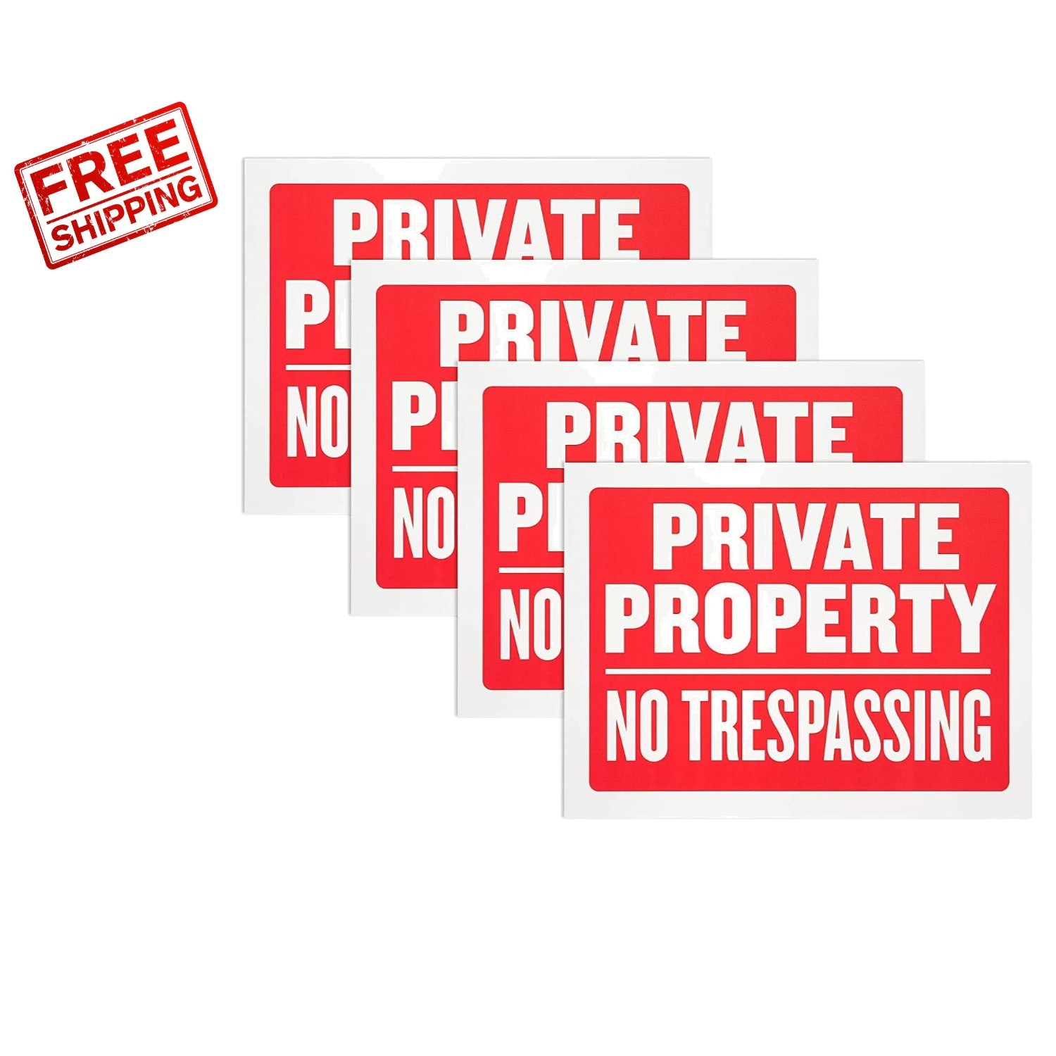 9×12 Inch No Trespassing Sign Set – 4 Weatherproof Signs for Property Security