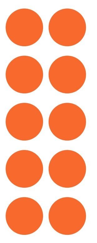 1.5&Prime; Orange Round Vinyl Dots Stickers Color Coding Inventory 1.5 Inch Dot