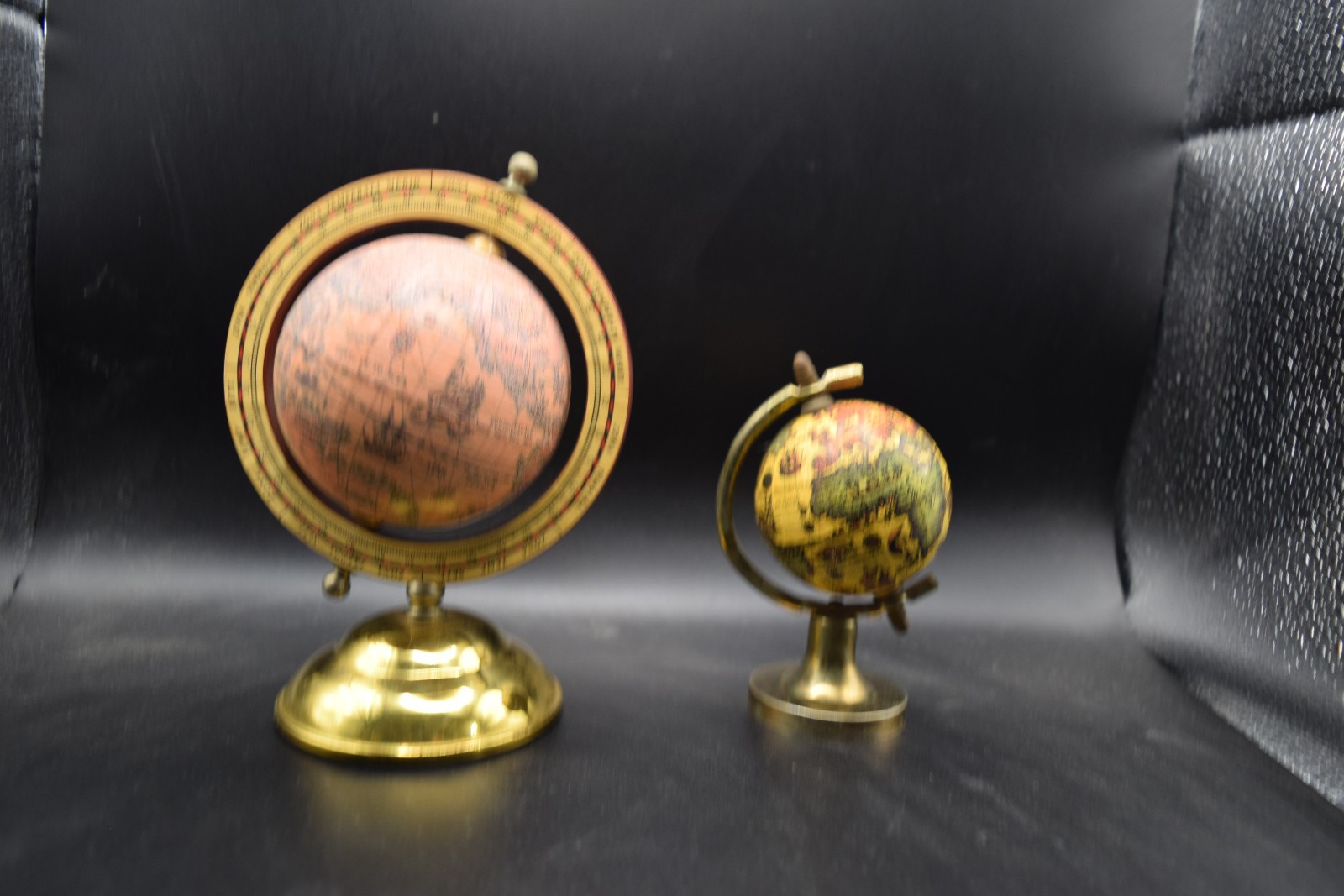 Small Desk Globe Brass Base Old World Map Decor Vintage Style Lot of 2